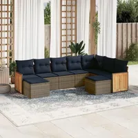 vidaXL Gartensofa-Set 9-tlg. grau