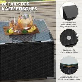 Yaheetech 5er-Loungeset Rattan schwarz/beige