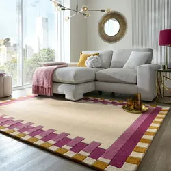 Wollteppich FLAIR RUGS "Kai Wool Border", pink, B:200cm H:10mm L:290cm, Wolle, Teppiche, Kai Wool Border Läufer Teppich