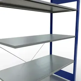 Schulte Lagertechnik Schulte Anbauregal Steckregal MULTIplus150 2000 x 1300 x 600 mm 5 Fachböden Kreuzstrebe RAL 5010 enzianblau/verzinkt