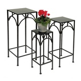 DanDiBo Ambiente DanDiBo Blumenhocker Metall Schwarz Eckig 50 - 70 cm Blumenständer 96132 3er Set Beistelltisch Blumensäule Modern Pflanzenständer Pflanzenhocker