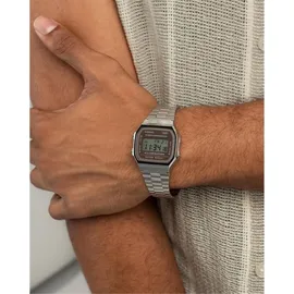 Casio Collection A168WA-1W, Wasserfest - Silber/Dunkelrot