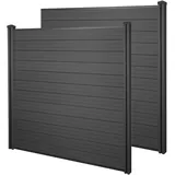 Mendler Windschutz 3,76m 189 x 9 cm grau Holz 2 St.