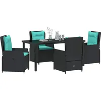 vidaXL Garten Essgruppe 5 pcs Schwarz Poly Rattan - Schwarz