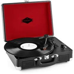 auna Peggy Sue Retro-Plattenspieler Vinyl LP USB Line Out dark orange Schwarz