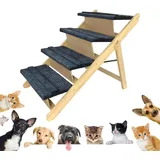 UISEBRT 2-in1 Hundetreppe Klappbar Hunderampe Haustiertreppe aus Holz,Tiertreppe mit Anti-rutsch Einsatz, Petwalk Hundeleiter Auffahrrampe Für Haustiere bis zu 80 kg