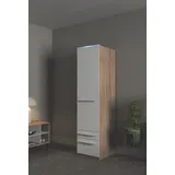 Priess Kleiderschrank PRIESS "Schrank Garderobe Wäscheschrank Barcelona in 5 Breiten", weiß (struktureichefarben hell, weiß), B:48cm H:193cm T:54cm, Holzwerkstoff, Schränke, Kleiderschrank, viel Stauraum, geräumige Schubkästen, mit Spiegel, MADE IN GERMANY