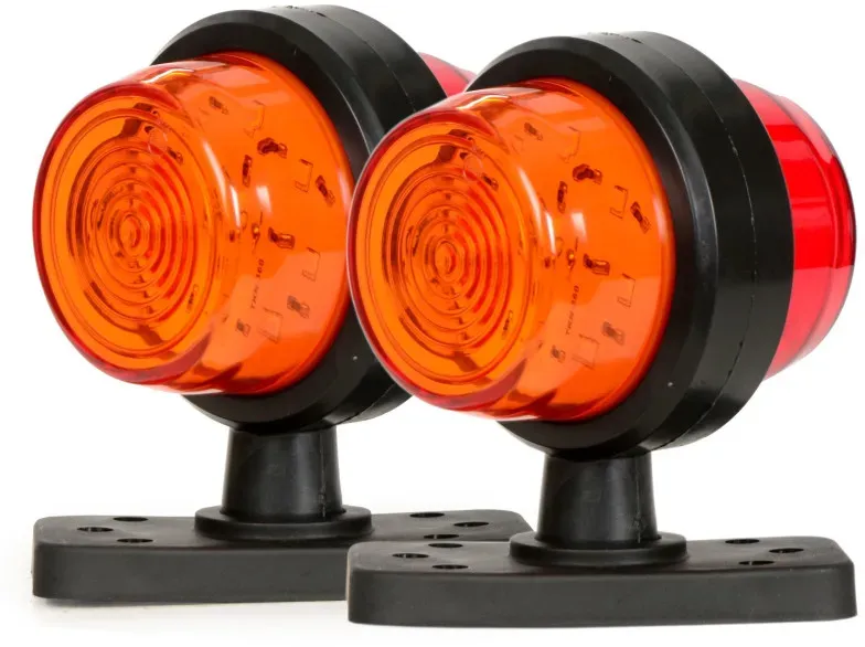 Set, 2 Stück LED-Begrenzungs-/Positionsleuchten, hörnchenförmig, 12–24 V, orange-rot – für Anhänger, Plattformaufbauten, Lkw usw