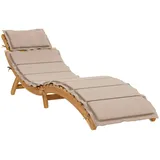 vidaXL Sonnenliege mit Auflage Taupe Massivholz Akazie