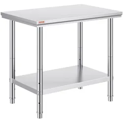 VEVOR Edelstahl Arbeitstisch 900 x 600 x 70 mm Essenszubereitung für die Zubereitung von Mahlzeiten, Nähen, Waschen, Basteln, Garagennutzung usw.
