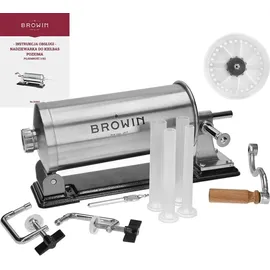 Biowin Browin 311003 Waagerechter Wurstfüller 3 kg, Wurstmaschine Wurstfüllmaschine Manuell, Edelstahl, Silber | Silber