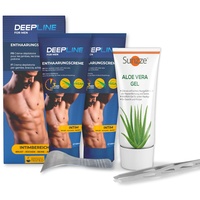 Deepline Haarentfernung-Set: 2x Enthaarungscreme für seidig glatte Haut, Pinzette & Aloe Vera Gel für eine sanfte und effektive Haarentfernung