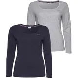 KangaROOS Langarmshirt Packung, 2er-Pack, 2 Stk. Langarm, unifarben oder meliert, Rundhalsausschnitt, blau