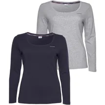 KangaROOS Langarmshirt Packung, 2er-Pack, 2 Stk. Langarm, unifarben oder meliert, Rundhalsausschnitt, blau