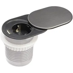 Möbelsteckdose mit 1x 230V Schuko 1x USB-A Anschluss