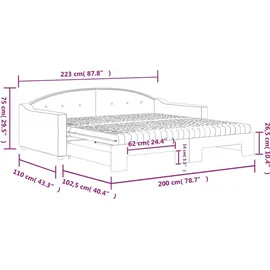 vidaXL Tagesbett Ausziehbar mit Matratzen Dunkelgrau 100x200 cm Stoff