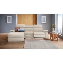 PLACES OF STYLE »Pareli, L-Form, 259cm,m. Recamiere, Echtleder, Kunstleder, Webstoff«, man. o. elektr. Relaxfunktion, USB/Kopfteilverstellg u. LED