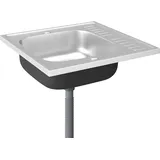vidaXL Spüle mit Abtropffläche Set Silbern 600x600x155 mm Edelstahl