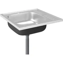 vidaXL Spüle mit Abtropffläche Set Silbern 600x600x155 mm Edelstahl