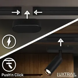 Briloner Luxtrail Komplettset, 6x LED Spots, Lampen, Schwenkbar, Lichtschienensystem Decke, Strahler Schiene, Deckenlampe, Deckenleuchte, Spotlight, 3m, Schwarz