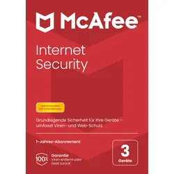 McAfee Internet Security 3 Geräte, 1-Jahr Abo, Virenschutz