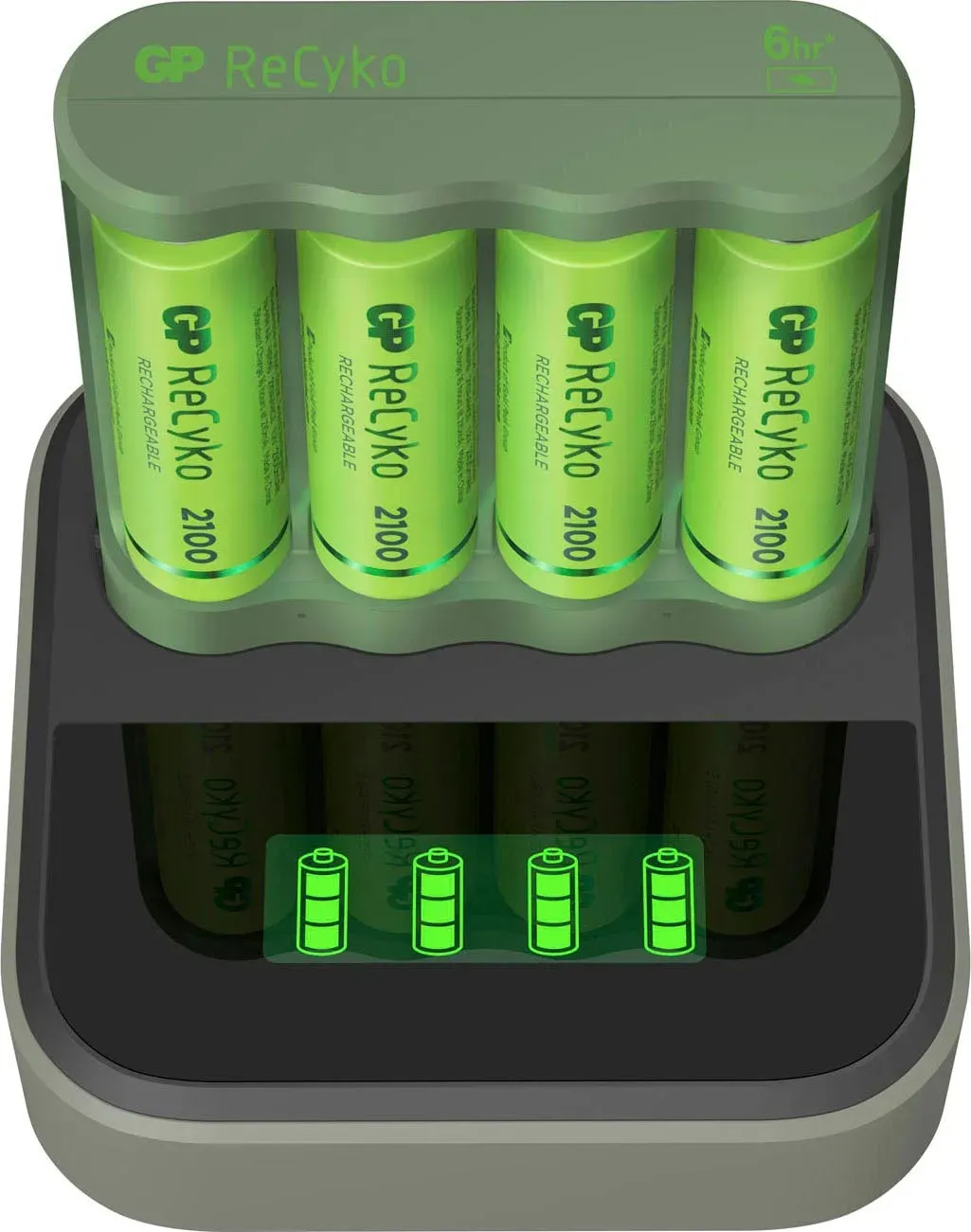 GP Batteries Akku-Ladestation »USB-Akkuladegerät B421 mit Docking Station« GP Batteries grün/schwarz