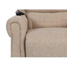 Mendler Fernsehsessel HWC-K63, Relaxsessel Sessel, Liegefunktion Aufstehhilfe Massage Heizfunktion, Stoff/Textil - beige-braun