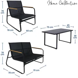 home collective Gartenlounge-Set Loungeset schwarz