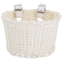 GreatRise Fahrradkorb Kunststoff Fahrrad Korb Weidenkorb Vorne Laufrad Korb Abnehmbar Lenkerkorb mit Verstellbare Lederriemen, für die meisten Fahrräder, alle Altersgruppen Weiß-Klein