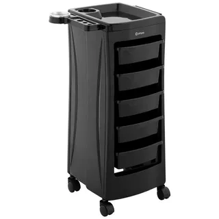 Physa Salonbedarf, Rollbarer Friseurtrolley Friseurwagen Kosmetikwagen 5 Schubladen 10 kg schwarz