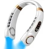 Tragbarer Led-nackenventilator, 5 Geschwindigkeitsstufen, Usb-aufladbar, Für Frauen, Camping, Reisen, Outdoor-aktivitäten, Weiß