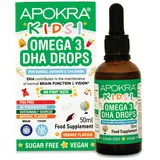 Omega 3 Vegan – Ohne Fischgeschmack – Veganes Omega 3 Öl für Säuglinge, Kleinkinder und Kinder – Nachhaltiges Algenöl, Alternative zu Fischöl – 50 ml | APOKRA Kids Vegan Omega 3 Algenöl