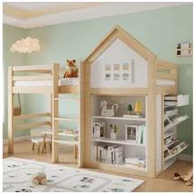 Okwish Hochbett 90 x 200 cm Kiefer massiv weiß