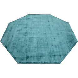 Teppich »Shirley, handgewebter Viskose Teppich, farblich changierend«, achteckig, 12 mm Höhe, Handweb Teppiche, Wohnzimmer, Schlafzimmer, Esszimmer, 72590139-72 türkis 12 mm