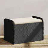 Sitzbank Mit Stauraum & Kissen Schwarz 80x51x52 Cm Poly Rattan