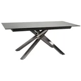 Novel Esstisch, Edelstahl, Dunkelgrau, Metall, Glas, Keramik, rechteckig, eckig, X-Form, 90x76x180-240 cm, ausziehbar, Esszimmer, Tische, Esstische, Glastische