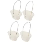 BUGUUYO Geflochtener Blumenkorb Aus Rattan Handgewebter Aufbewahrungskorb Dekorativer Blumenhalter Für Zuhause Und Hochzeit 4 Stück Oval Weiß