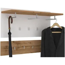 CARO-Möbel Wandgarderobe Bilbao 90 x 60 x 30 cm Eiche/Weiß