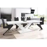 Design Esstisch Tisch HE-999 Weiß MATT / Weiß HOCHGLANZ KOMBINATION ausziehbar 160 bis 256 cm - Weiß