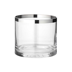 EDZARD Windlicht Molly, Laterne aus Kristallglas mit Platinrand, Kerzenhalter für Stumpenherzen, Höhe 10 cm, Ø 11,5 cm