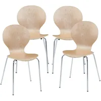 [en.casa] Esszimmerstuhl-Set, Birke, Chrom, Holz, Metall Teilmassiv,Birke, 4-Sitzer, 48x85x50
