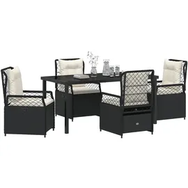 vidaXL Garten Essgruppe 5 pcs Schwarz Poly-Rattan