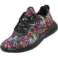 SKECHERS Damen Bobs Squad Starry Love Sneaker, Black And Multi Engineered Knit, 39 EU