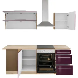 kochstation Winkelküche KS-Samos L-Form 220 cm lila