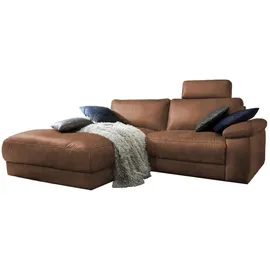 KAWOLA Ecksofa Lola Leder Recamiere links braun