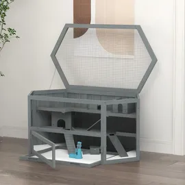 PawHut Kleintierkäfig 3 Etagen 115 x 60 x 55 cm grau