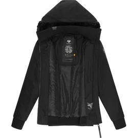 Ragwear Damen warme wasserdichte Winterjacke Outdoorjacke mit Kapuze Nuggie Melange Black Gr. XS - XS