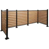 Alu Mülltonnen-zaun Hhg-567, Mülltonnenverkleidung, Holzoptik Erweiterbar 130x300x110cm Hellbraun