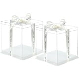 2PCS Transparente Tortenschachtel Kuchenbehälter Dessert Cake Box Kunststoff Doppelschicht Tortentransportbox Geschenk kuchenbox Geschenkbox (4 inch)