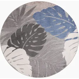 Sanat Teppich Floral Outdoor, rund, Höhe: 6 mm, In- und Outdoor geeignet, florales Design, Balkon, Terasse beige Ø 150 cm x 6 mm